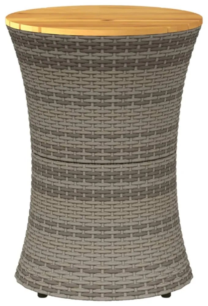 szürke polyrattan kerti dob alakú kisasztal