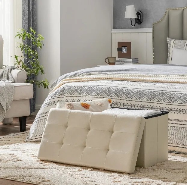 Taburett tárolóhellyel OTTOMAN 76x38 cm, krém