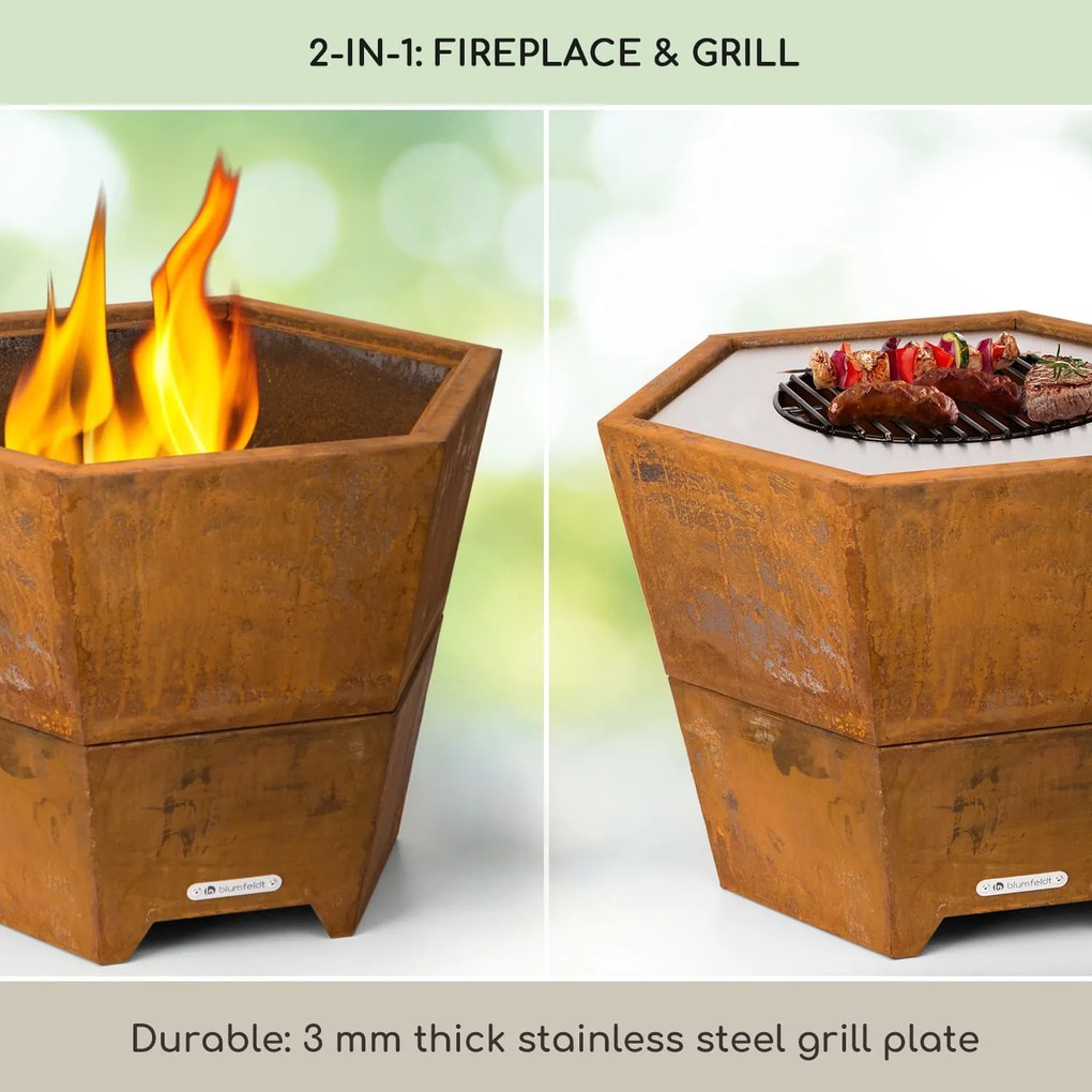 Blumfeldt Hekla 2 az 1-ben, tűzhely, Ø 60 cm, víz- és fagyálló, grill-lap, grillrács