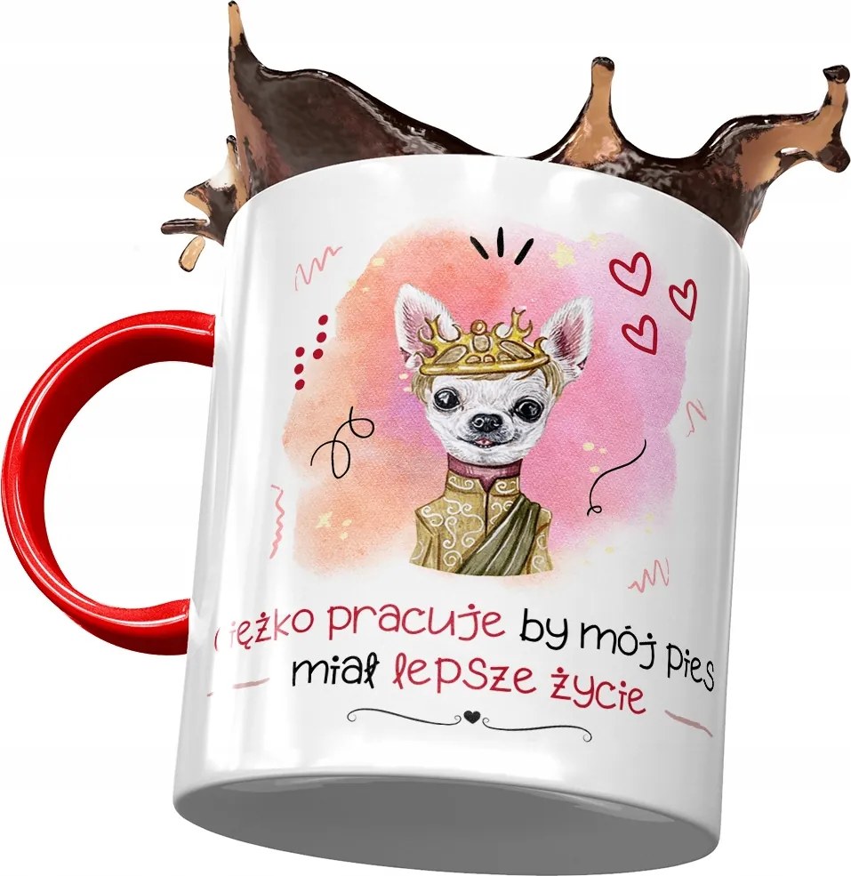 Piros Kutyás Bögre Cuki Ajándék Nyomtatott Fotóval