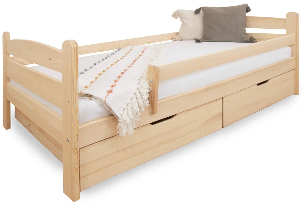 Wilsondo MAURITIUS tömör fa gyerekágy leesésgátlóval 90x200 - natúr borovi