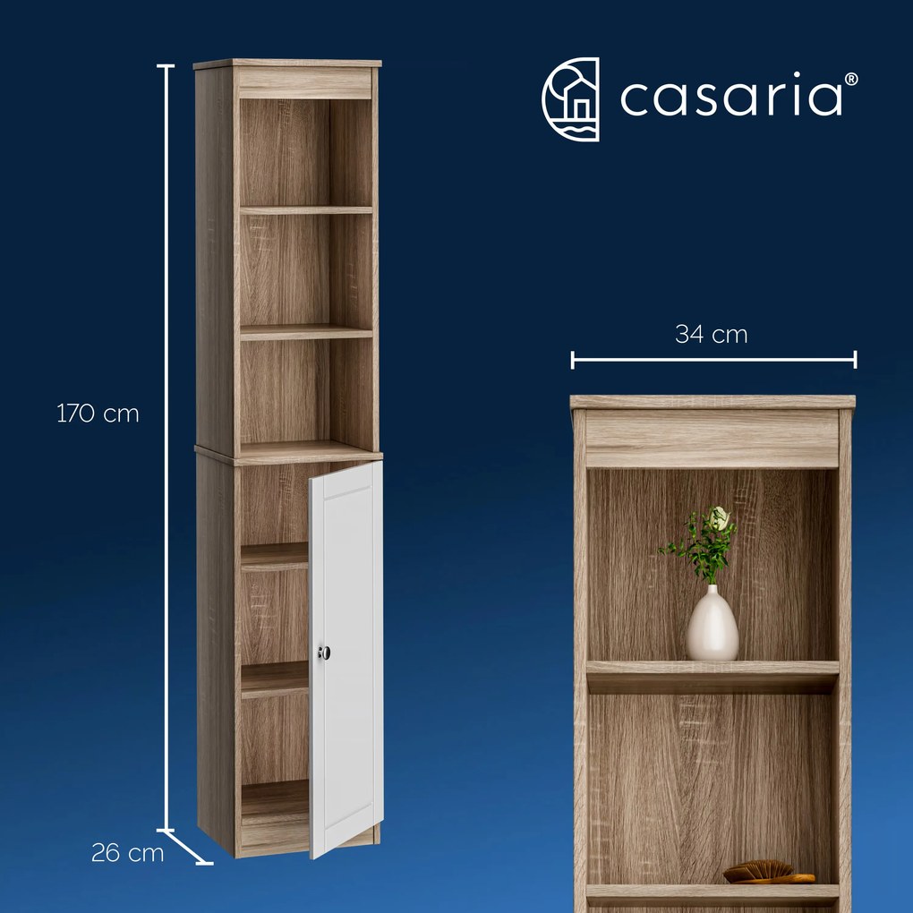 Deuba Fürdőszobai szekrény 170x34x26 - barna/fehér