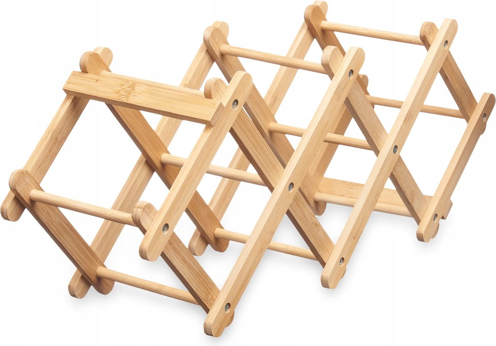 Bambusz Bortartó Állvány 6 Palackhoz Palacktartó Állvány Bézs