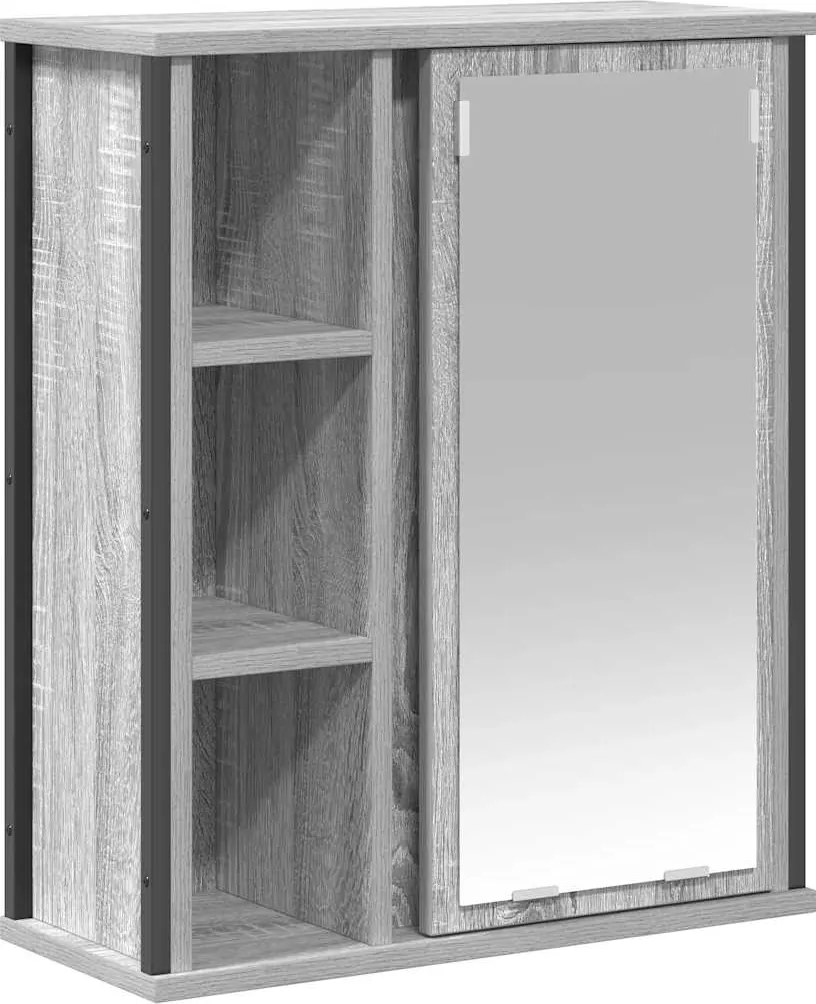 vidaXL szürke sonoma fürdőszoba fali szekrény tükörrel 50x21x60 cm
