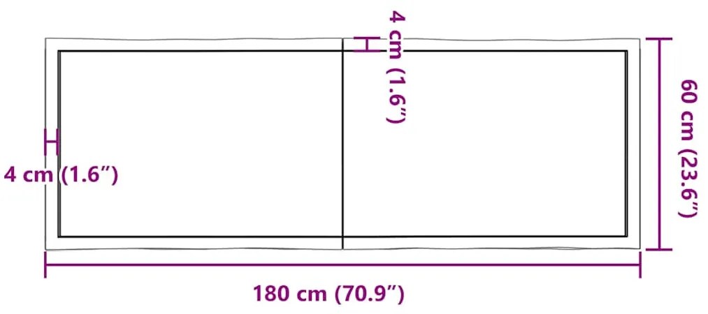 sötétbarna kezelt tömör asztallap 180x60x(2-4) cm