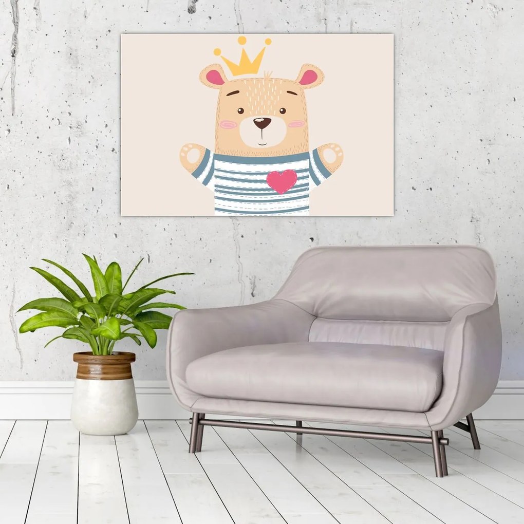 Kép - Teddy maci koronával (90x60 cm)