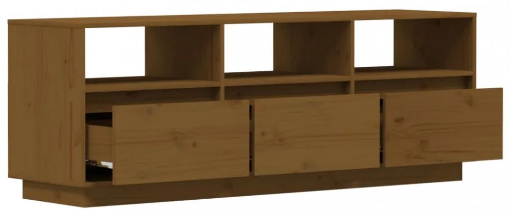 mézbarna tömör fenyőfa TV-szekrény 140x37x50 cm