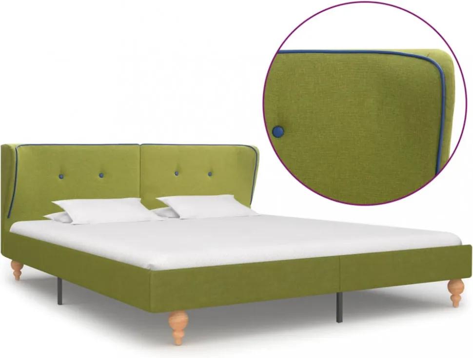 Zöld szövetkárpitozású ágykeret 160 x 200 cm