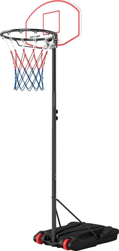 SPORTNOW Kültéri Kosárlabdapálya Magasság Állítható (210-247 cm) Darttáblás Háttámlával, Hordozható Kosárlabdapálya Kerekekkel, Tölthető Alap, Fiatalo