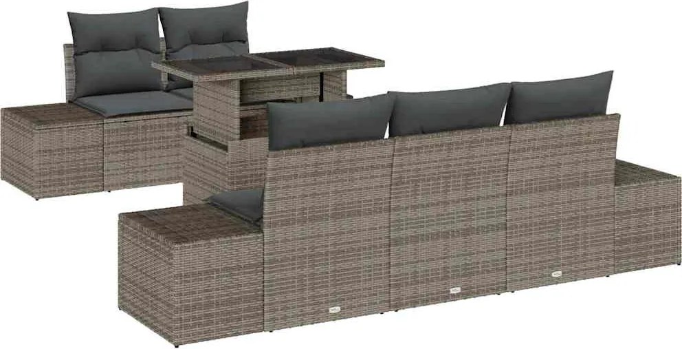 vidaXL Kanapé Szett párnával 6 pcs Szürke polirattan