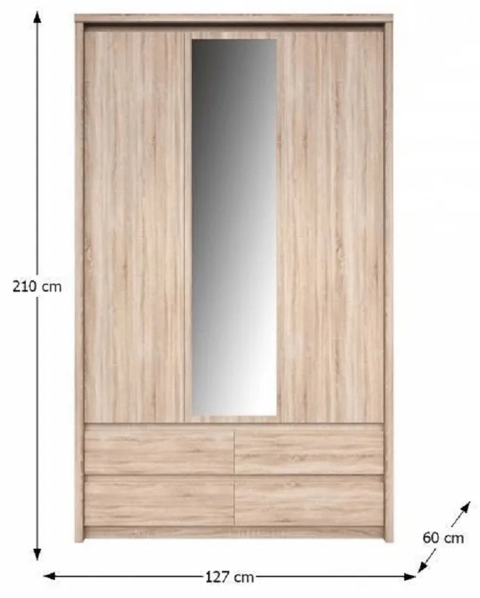 Ruhásszekrény Rihana Típus 1 (tükörrel). 794444