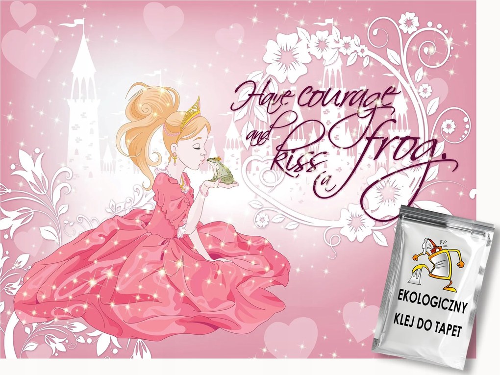 Fotótapéta Flizelina Gyerekeknek Hercegnő Csókolózó Béka 150x105 ragasztó