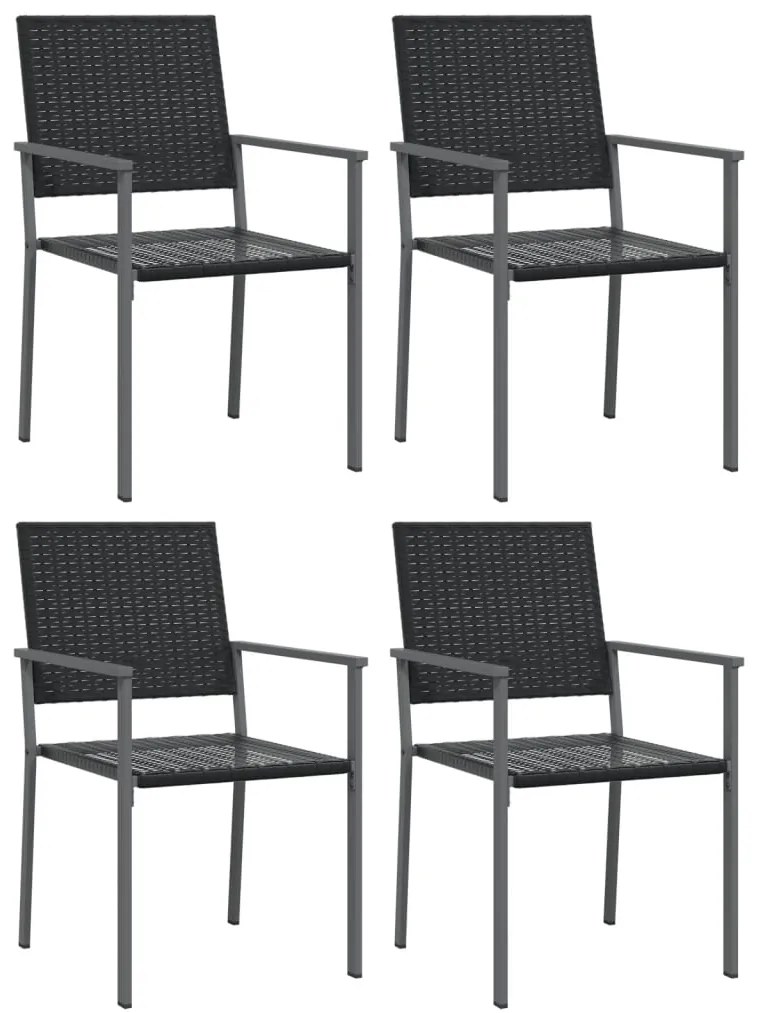 vidaXL 4 db fekete polyrattan kerti szék párnával 54x62,5x89 cm