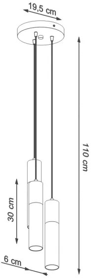 Sollux SL.1081 - Csillár zsinóron BORGIO 3xGU10/40W/230V beton/metál fekete