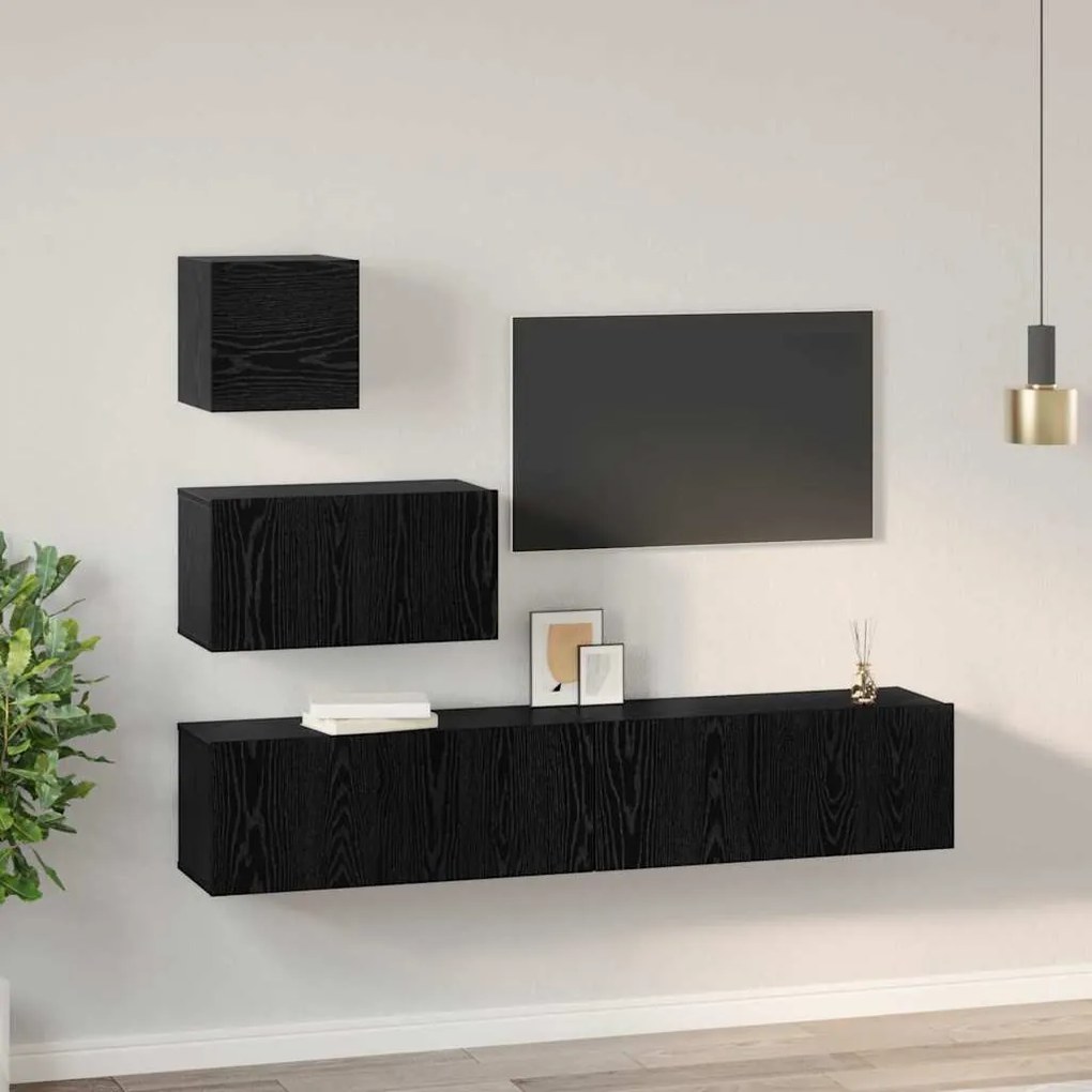 Fali TV Szekrény 4 pcs Musta tammi 80 x 30 x 30.5 cm Faanyag