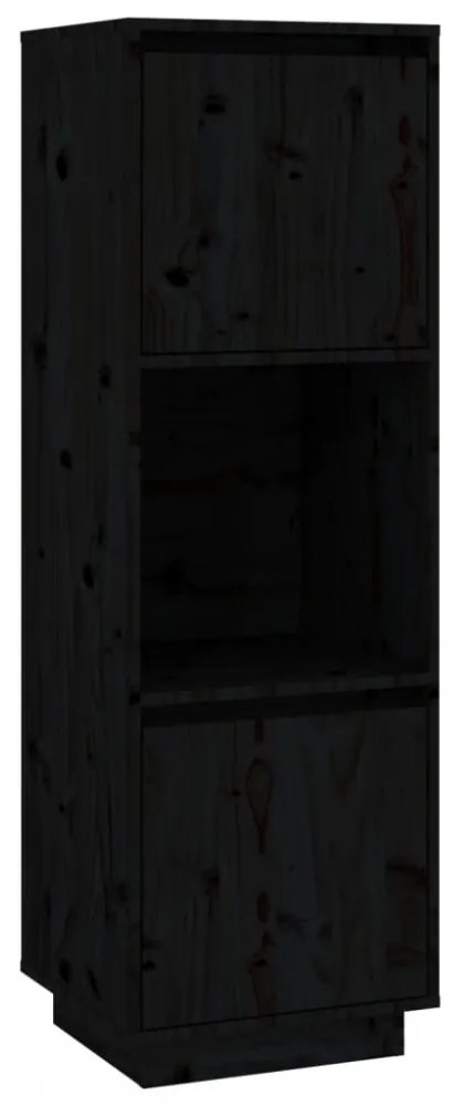 fekete tömör fenyőfa magasszekrény 38x35x117 cm