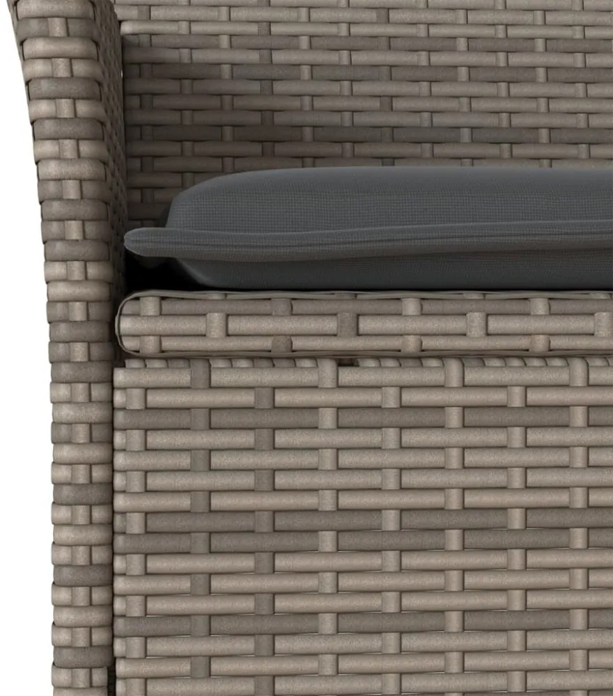 vidaXL 7részes szürke polyrattan/akácfa kerti étkezőgarnitúra párnával