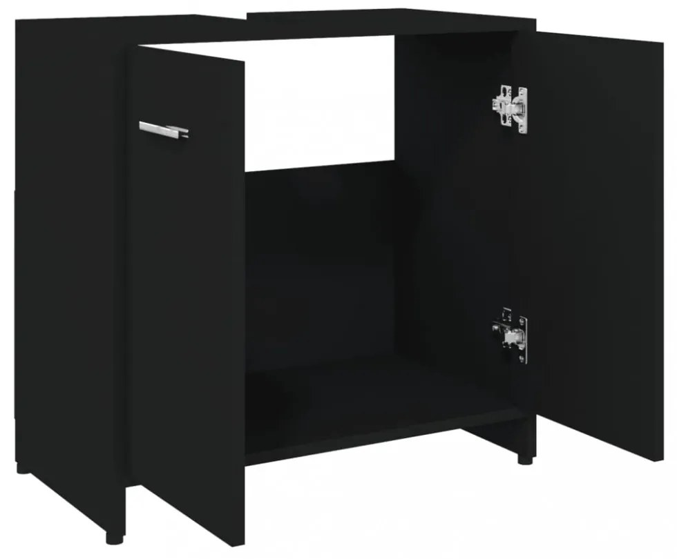 fekete szerelt fa fürdőszobaszekrény 60 x 33 x 61 cm