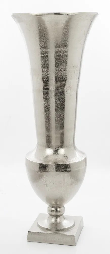 Loyd design magas ezüstszín hengeres fodros fém serleg szögletes masszív talppal 79x30x30cm