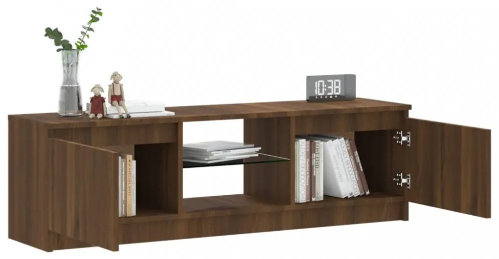 barna tölgyszínű TV-szekrény LED-lámpákkal 120x30x35,5 cm