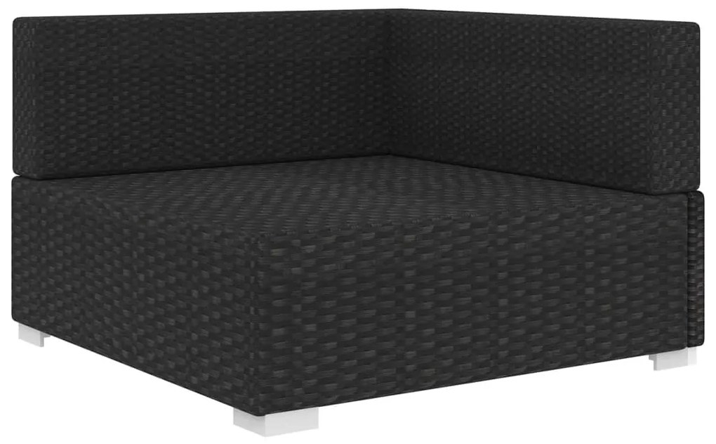 vidaXL 1 db fekete polyrattan moduláris sarokfotel párnákkal