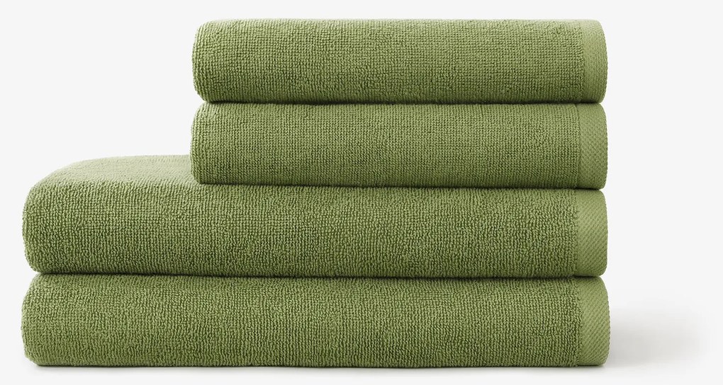 Goldea bordűr nélküli frottír törölköző és fürdőlepedő soft – olivaszínű 70 x 140 cm