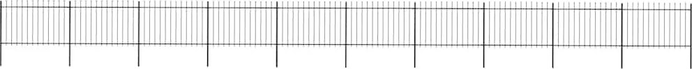 vidaXL fekete acélkerítés lándzsás tetejű 1781,5 x 120 cm