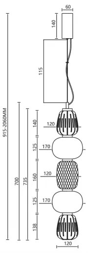 LED Csillár zsinóron CARO LED/40W/230V króm