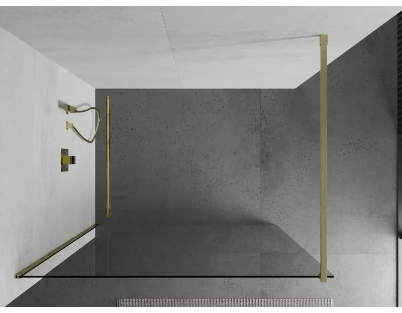 Mexen Kioto, Walk-In típusú zuhany paravánok 170 x 200 cm, 8 mm átlátszó üveg, arany matt profil, 800-170-101-55-00