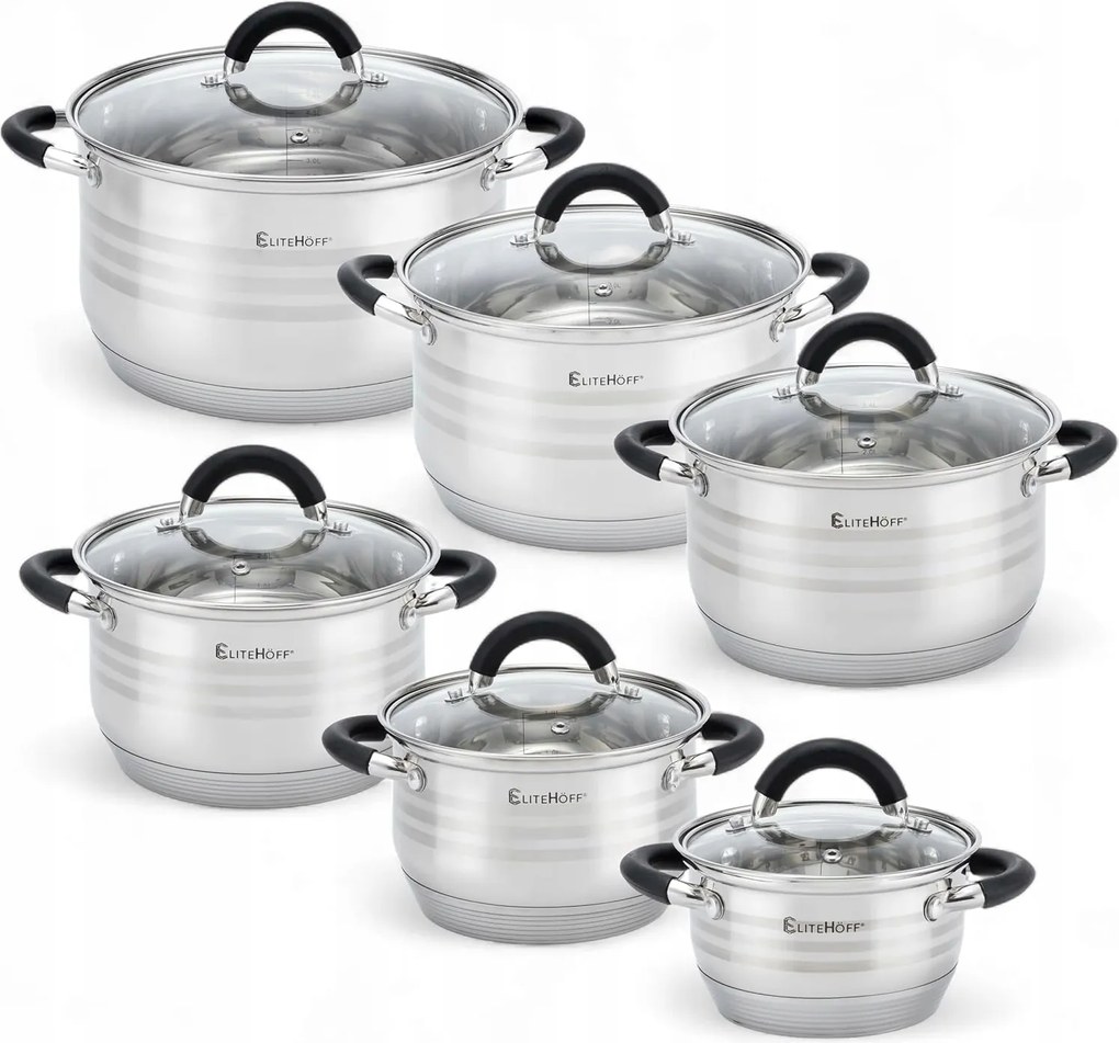 Prémium acél edénykészlet Edénykészlet 12 db-os Elitehoff 4027