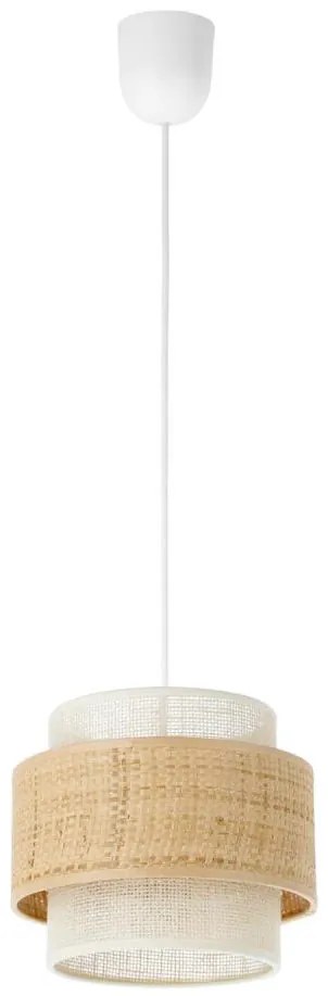 BOHO zsinóros függőlámpa, 1x E27/60W/230V, átmérő 20 cm, juta/krémszínű