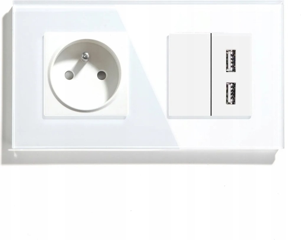 Dupla Üveg Elektromos Aljzat 2x Usb 2.4A