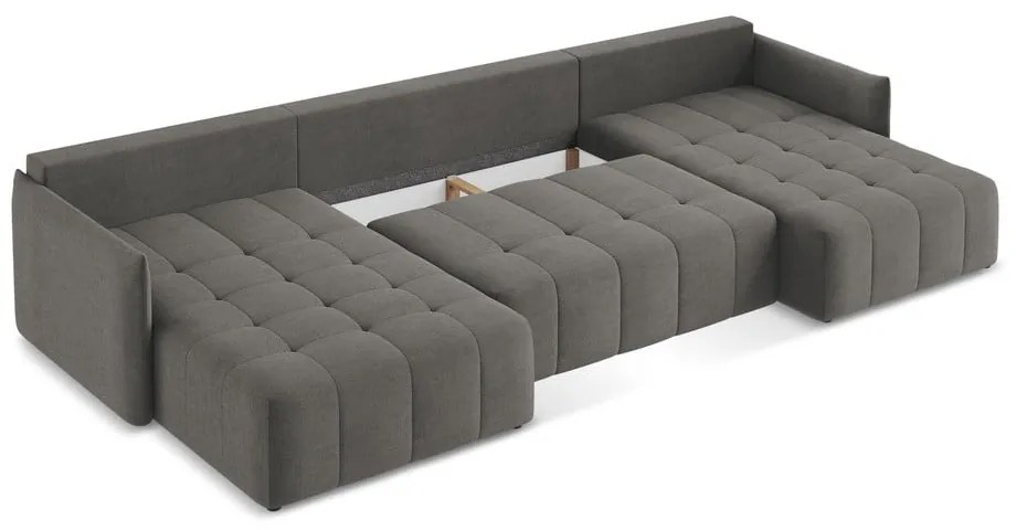 Sötétszürke kinyitható-tárolóhelyes (U alakú) sarokkanapé Moku – Makamii