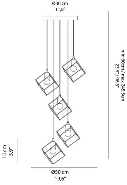 Ideal Lux - Csillár zsinóron ICE 5xE27/60W/230V átm. 50 cm fehér
