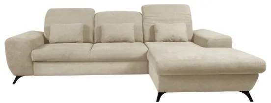 ALTA jobb oldali L-alakú ággyá nyitható kárpitozott sarokkanapé tárolóhellyel, bézs