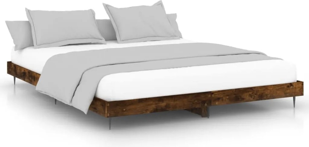vidaXL füstös tölgy színű szerelt fa ágykeret matrac nélkül 120x200 cm