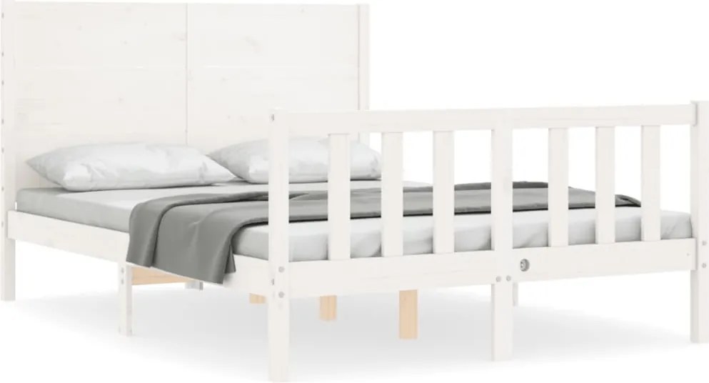 vidaXL fehér tömör fenyőfa ágy matrac nélkül 140x190 cm
