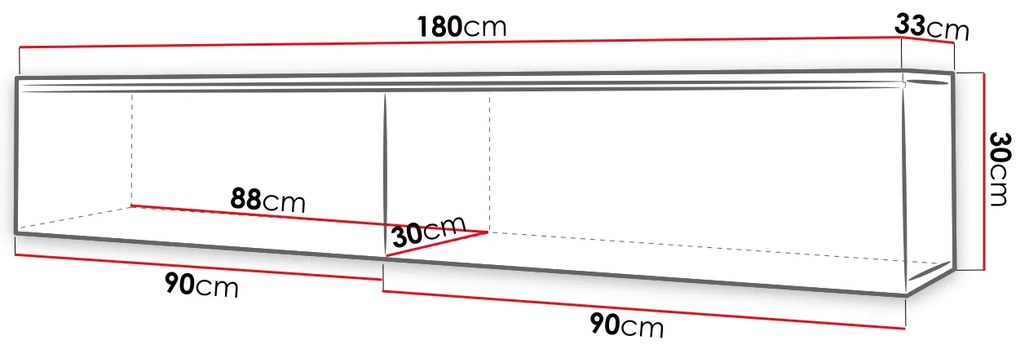 TV asztal/szekrény Dilune 180 (fehér + fényes szürke) (fehér LED világítás). 1053821