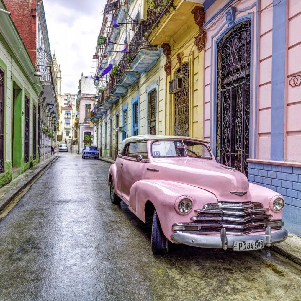 Poszter 70x70cm Antik autó Havannában 3, Assaf Frank