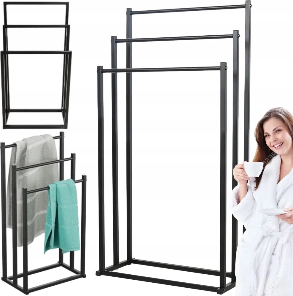 Fürdőszobai Állvány Törölközőtartó 3 Szintes Loft Álló Fürdőszoba