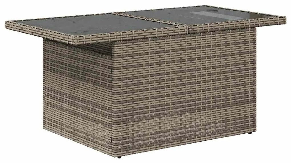 5 részes szürke polyrattan akácfa kerti ülőgarnitúra párnákkal