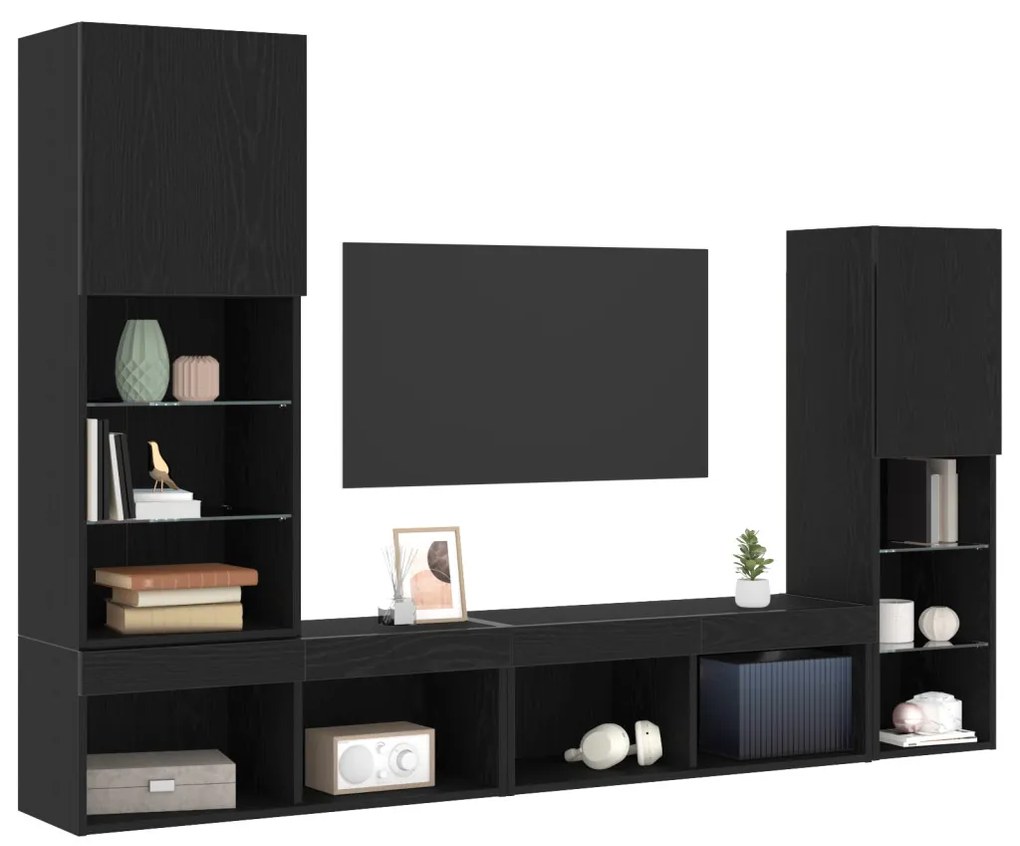 LED TV Szekrény Fekete tölgy 30.5x30x102 cm Műanyag