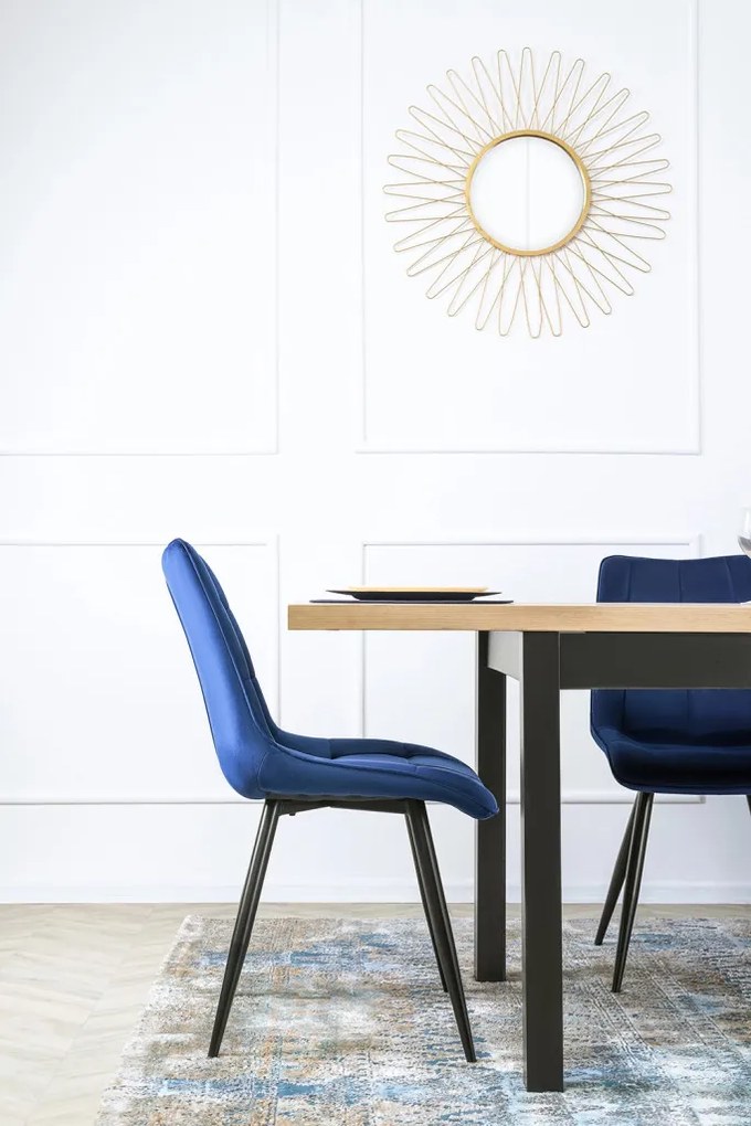 Étkezőszett HUGO asztal 160–230 cm + 4 RIO szék sötétkék