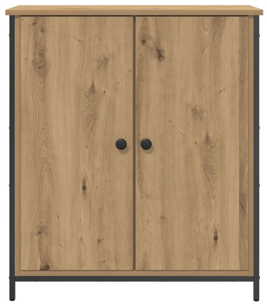 Kézműves tölgy büfé 70x30x80 cm Forgácslap és Acél