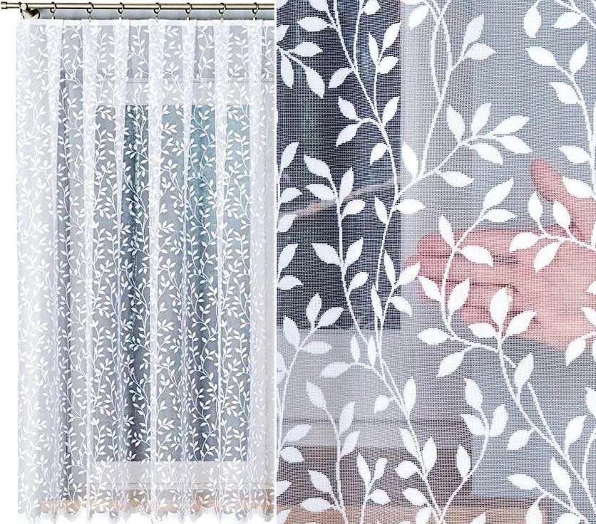 Jacquard függöny Zsuzsanna 300x160cm egyenes virágmintás (kész) szegéllyel