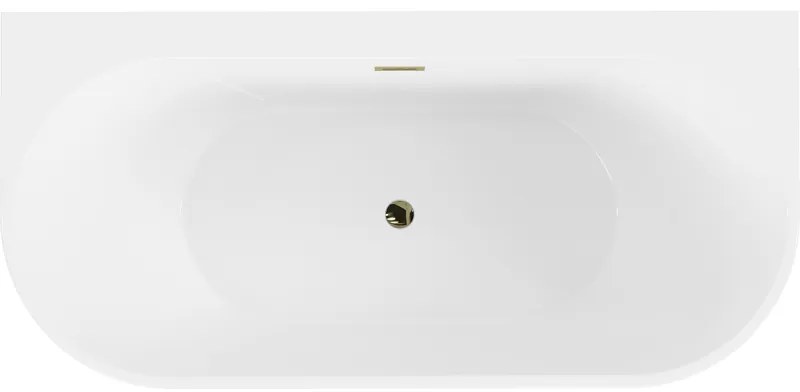 Mexen Oval+, falhoz szabadon álló kád 170 x 80 cm, fehér fényes, arany fényes túlfolyó, 52681708000-50