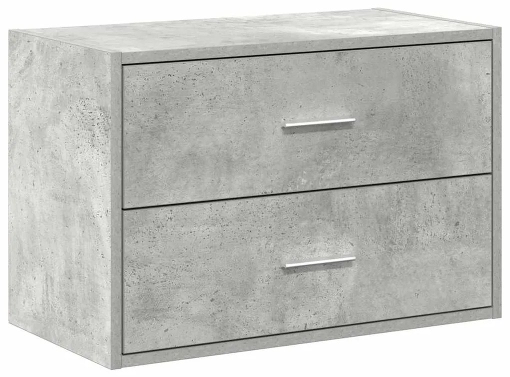 betonszürke szerelt fa szekrény 2 fiókkal 60 x 31 x 40 cm