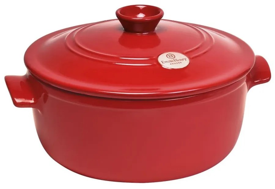 Flame piros kerámia kerek lábas fedővel, ⌀ 27 cm - Emile Henry
