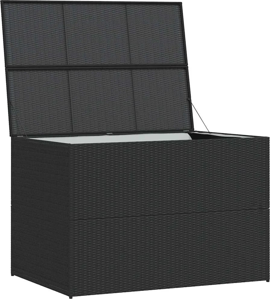 Fekete Polyrattan Kerti Tárolóláda 150 X 100 X 100 Cm