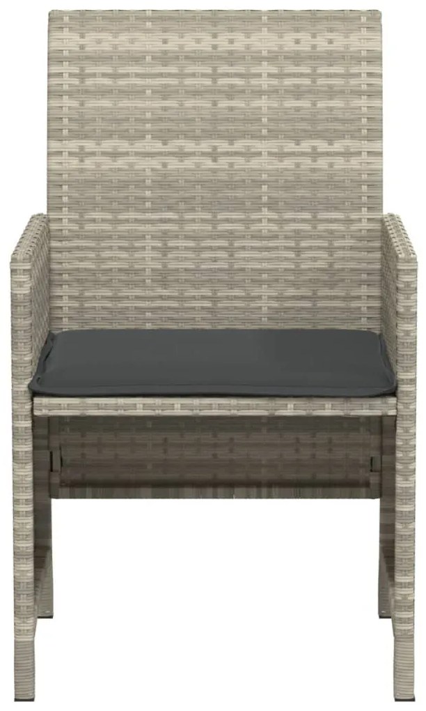 vidaXL 3 részes világosszürke polyrattan bisztrógarnitúra párnákkal